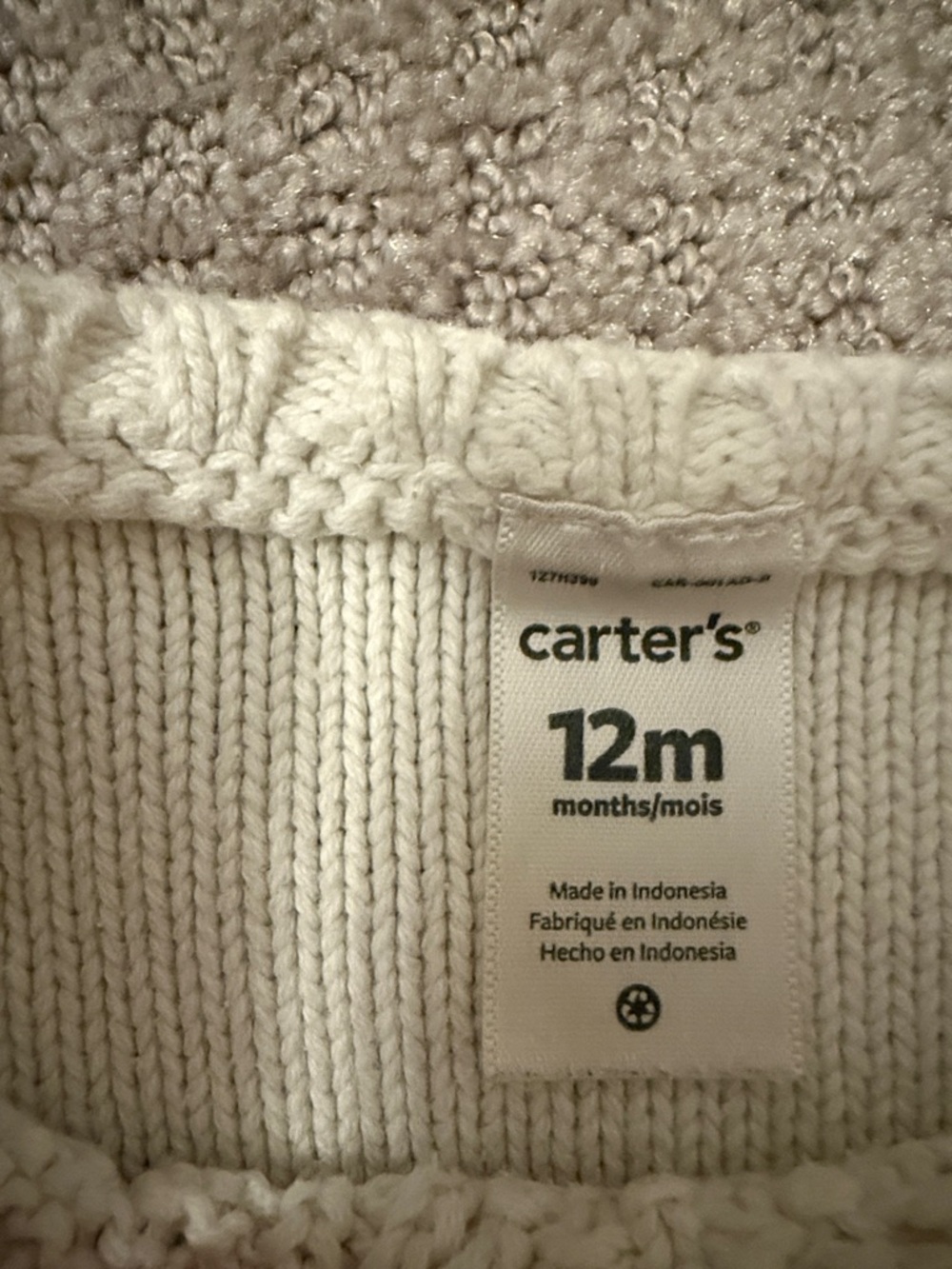 Carter's Cream Cable-Knit Ruffle Shoulder Sweater - Picture 2 of 6